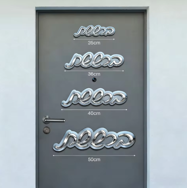 שלט כניסה לבית/דלת מעוצב מותאם אישית שחור אקרילי